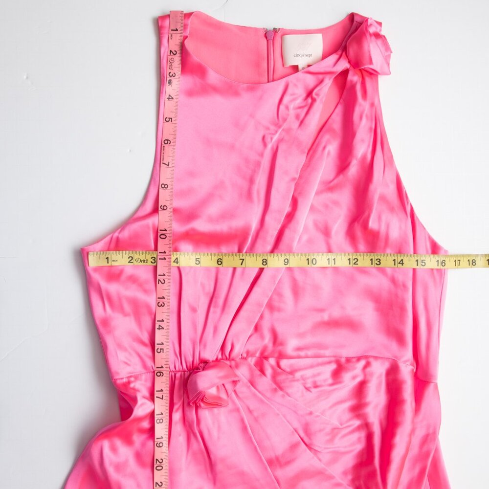 Cinq à Sept Cates Dress Asymmetric Silk Sleeveless Ruffle Trim Midi Pink Size 12 - Picture 6 of 7